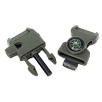TBS Firesteel Buckle - Firesteel, Striker & Whistle in one! - Olive Green