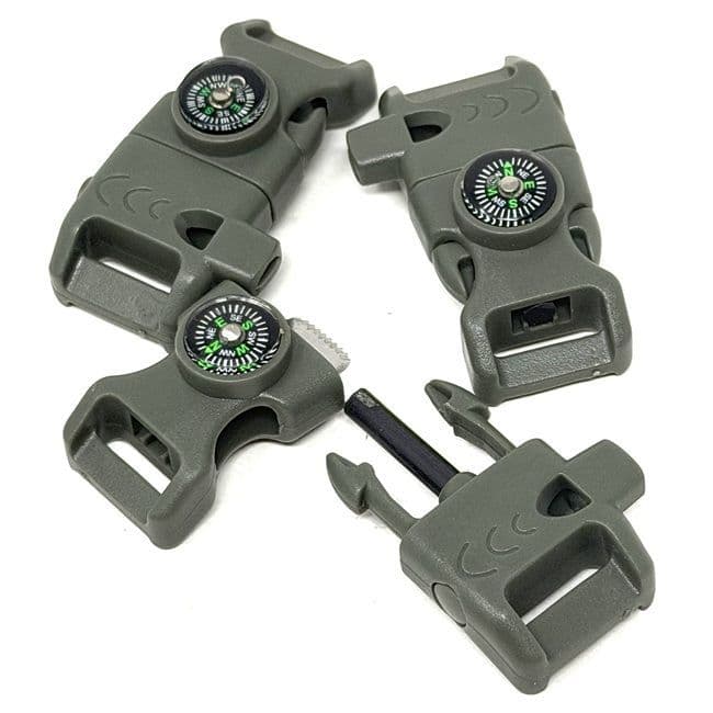 TBS Firesteel Buckle - Firesteel, Striker & Whistle in one! - Olive Green