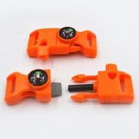 TBS Firesteel Buckle - Firesteel, Striker, Whistle & Paracord Bracelet Buckle in one! - Orange