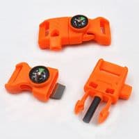 TBS Firesteel Buckle - Firesteel, Striker, Whistle & Paracord Bracelet Buckle in one! - Orange