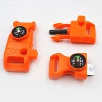 TBS Firesteel Buckle - Firesteel, Striker, Whistle & Paracord Bracelet Buckle in one! - Orange
