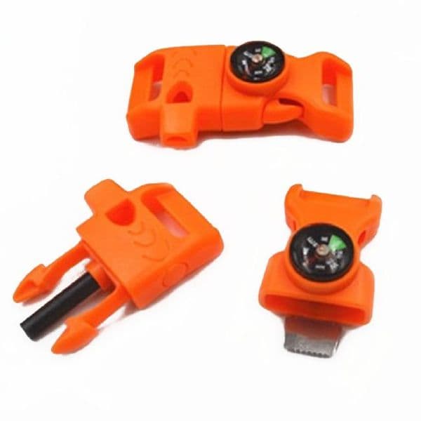 TBS Firesteel Buckle - Firesteel, Striker, Whistle & Paracord Bracelet Buckle in one! - Orange
