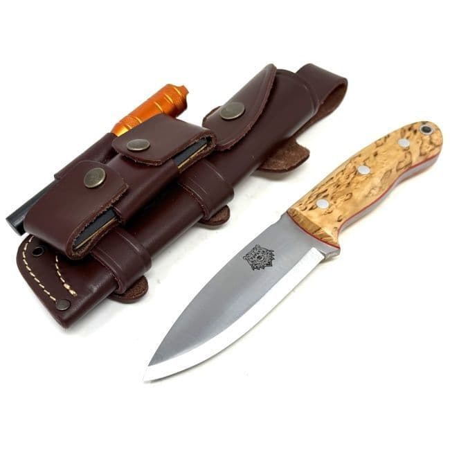 TBS Grizzly Bushcraft Survival Knife - DC4 & Firesteel Edition - Curly Birch