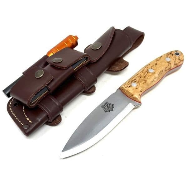 TBS Grizzly Bushcraft Survival Knife - DC4 & Firesteel Edition - Curly Birch