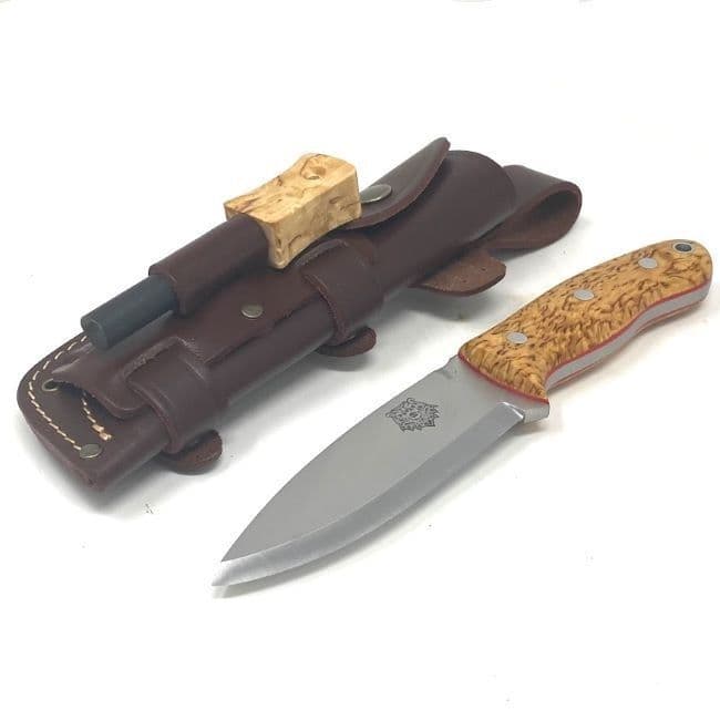TBS Grizzly Bushcraft Survival Knife - Firesteel Edition - Curly Birch