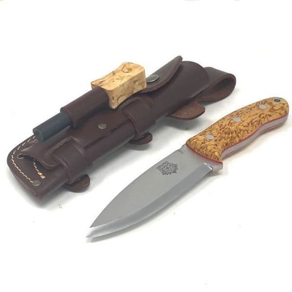 TBS Grizzly Bushcraft Survival Knife - Firesteel Edition - Curly Birch