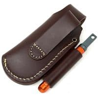 TBS Leather Small Folding Knife Belt Pouch with Firesteel Loop