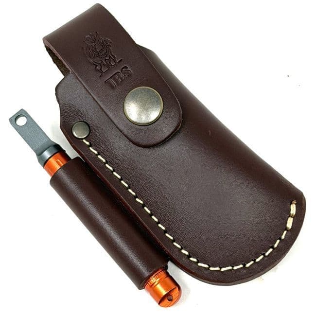 TBS Leather Small Folding Knife Belt Pouch with Firesteel Loop