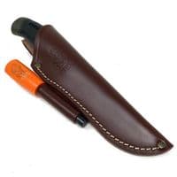 TBS Leather Standard Brown Knife Sheath with Firesteel Holder