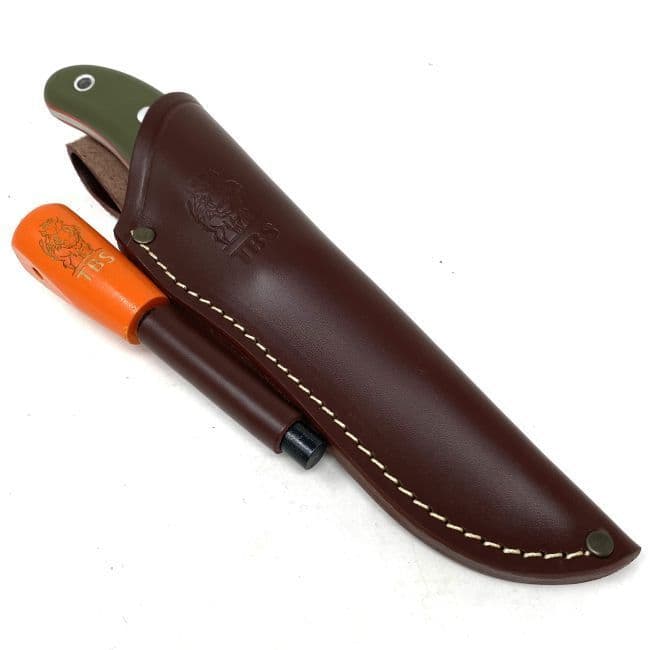 TBS Leather Standard Brown Knife Sheath with Firesteel Holder