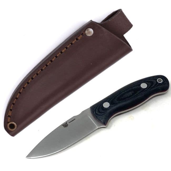 TBS Lynx Compact Knife - Black Canvas Micarta - Leather Sheath