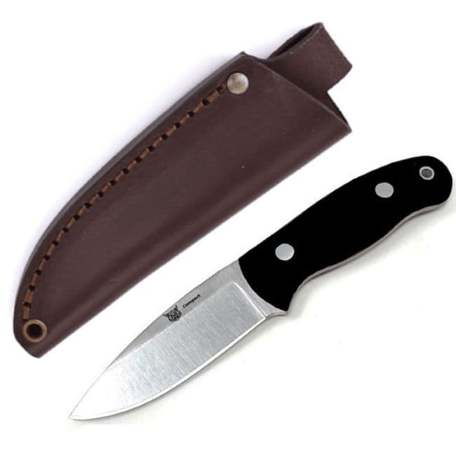 TBS Lynx Compact Knife - Black G10 - Leather Sheath