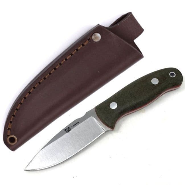 TBS Lynx Compact Knife - Green Canvas Micarta - Leather Sheath