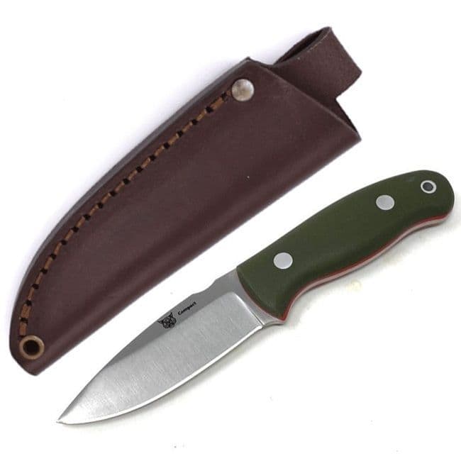 TBS Lynx Compact Knife - Green G10 - Leather Sheath