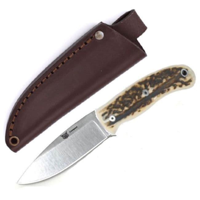TBS Lynx Compact Knife - Stag Antler - Leather Sheath