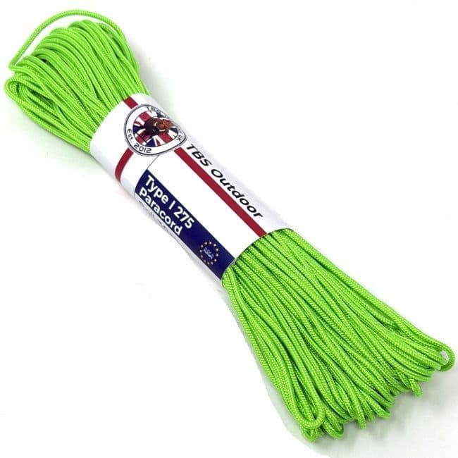 TBS Type I 275 Paracord - Neon Green - European Made - 30m (100 feet)