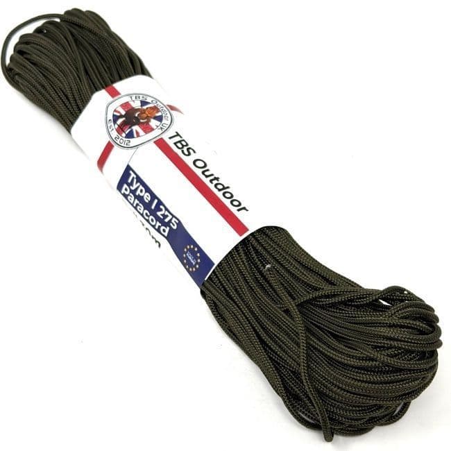 TBS Type I 275 Paracord - Olive Green - European Made - 30m (100 feet)