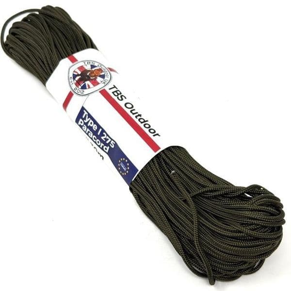 TBS Type I 275 Paracord - Olive Green - European Made - 30m (100 feet)