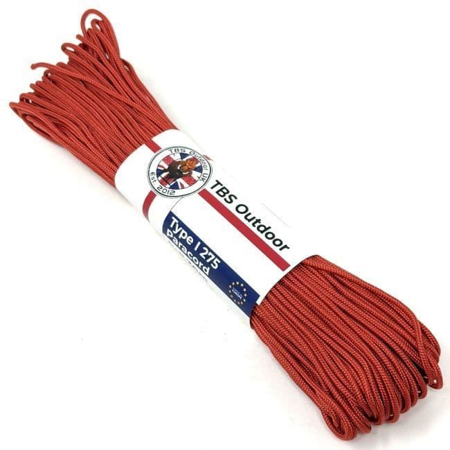 TBS Type I 275 Paracord - Red - European Made - 30m (100 feet)