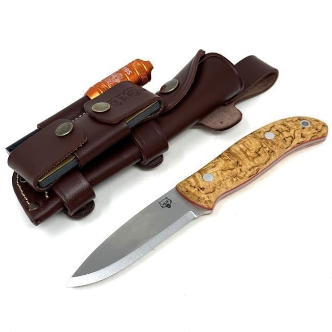 The NEW TBS Timberwolf Bushcraft Knife - DC4 & Firesteel - Curly Birch