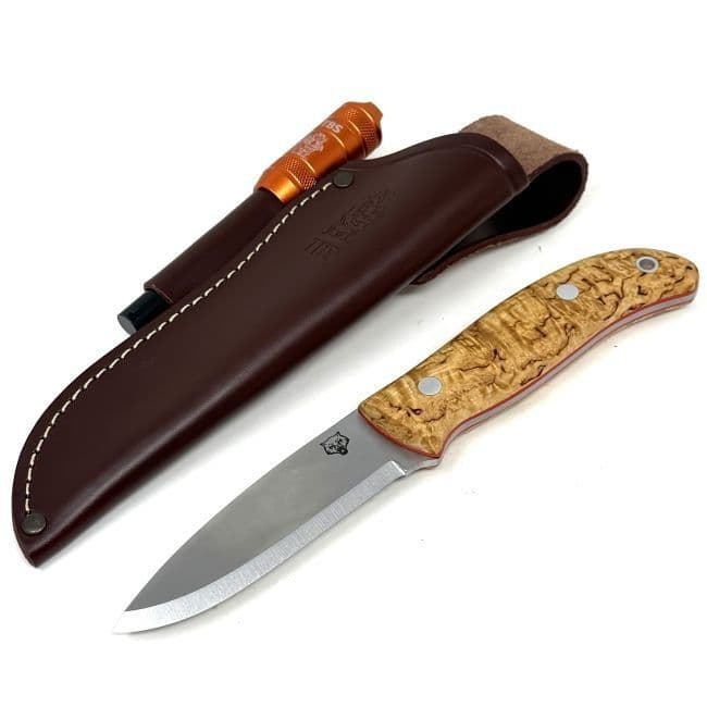 The NEW TBS Timberwolf Bushcraft Knife - Firesteel Edition - Curly Birch