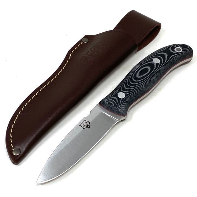 The NEW TBS Timberwolf Knife - The Ultimate All Rounder - Black Micarta - Leather Sheath