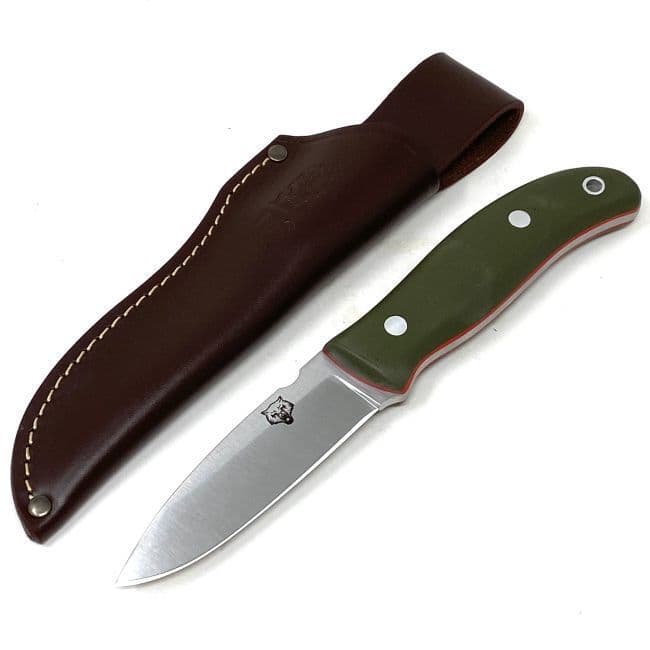 The NEW TBS Timberwolf Knife - The Ultimate All Rounder - Green G10 Leather Sheath