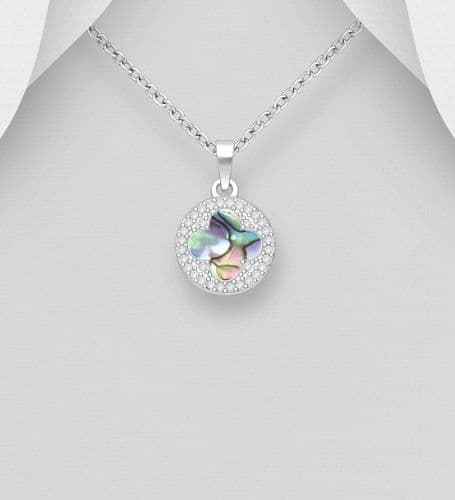 🍀925 Sterling Silver Clover Pendant & Chain, Mother of Pearl & CZ Stones - Available in 3 Colours