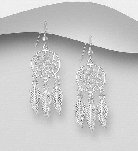 ✨ 925 Sterling Silver Dream Catcher Hook/Drop Earrings – Symbolic Beauty with Graceful Movement