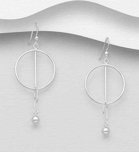 ✨925 Sterling Silver Drop Ball With Two Circles Drop Earrings - Exclusive