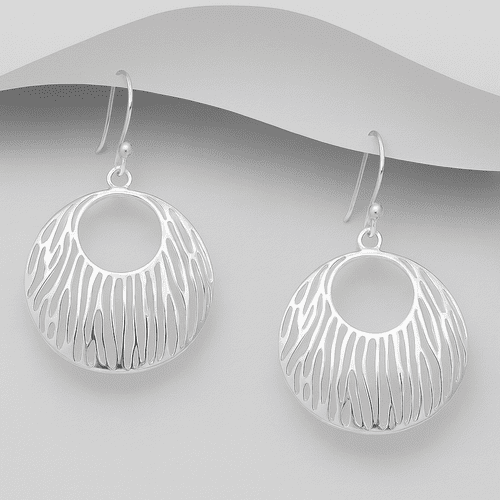 ✨925 Sterling Silver Drop/Hook Earrings Feature a Bold Open‑Circle Textured Design