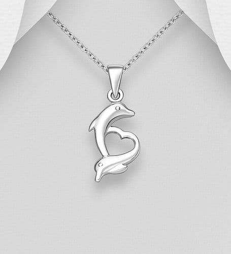 💖925 Sterling Silver Heart Necklace/Pendant, Decorated with CZ Simulated Diamonds (1)