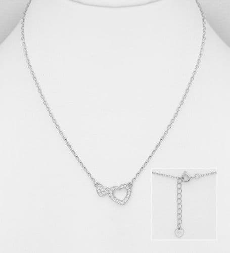 💖✨ 925 Sterling Silver Heart Necklace/Pendant, Decorated with CZ Simulated Diamonds