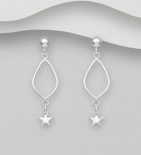 ✨925 sterling silver knot hook earrings with a suspended star charm