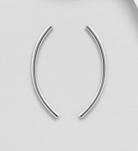 ✨ 925 Sterling Silver Plain Curved Designer‑Inspired Earrings