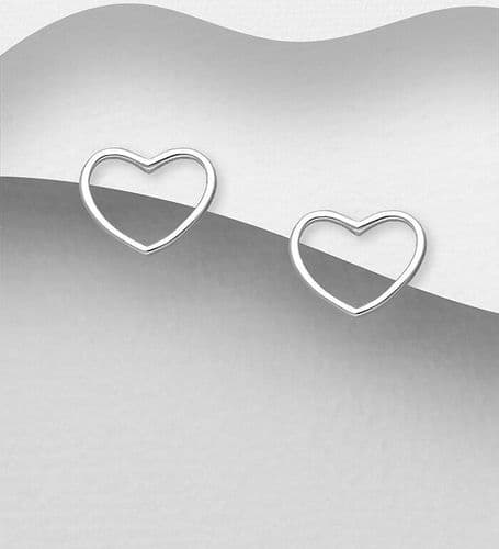 💖✨ 925 Sterling Silver Plain Heart Push‑Back / Stud Earrings