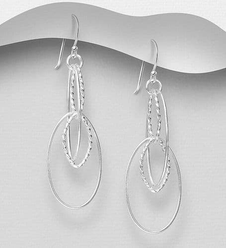 ✨ 925 Sterling Silver Plain & Twisted Conjoined Wire Hook Earrings – Modern Elegance with a Twist 💎