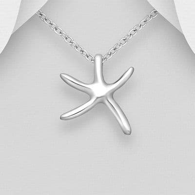 ✨ 925 Sterling Silver Starfish Pendant & Chain - Simple • Elegant • Ocean‑Inspired