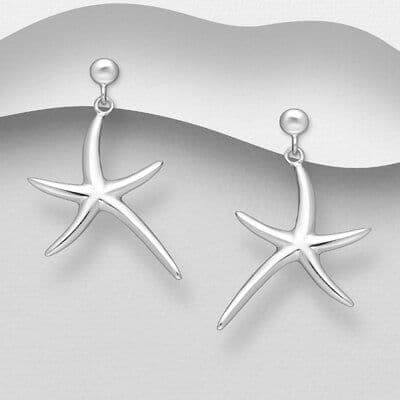 ✨ Elegant Hand-Crafted Starfish Earrings 925 Sterling Silver • Push-Back / Drop Style