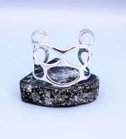 )Handcrafted 925 Solid Sterling Silver Artisan-Made Polished Cuff Bangle - Limited Edition