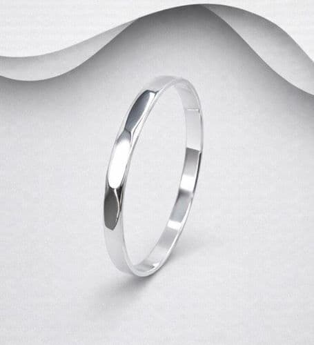 ✨ Solid 925 Sterling Silver Round Polished Bangle – Exclusive Design & Timeless Shine