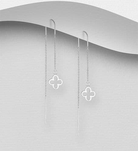 ✨ Stunning 925 Sterling Silver Clover Threader Earrings