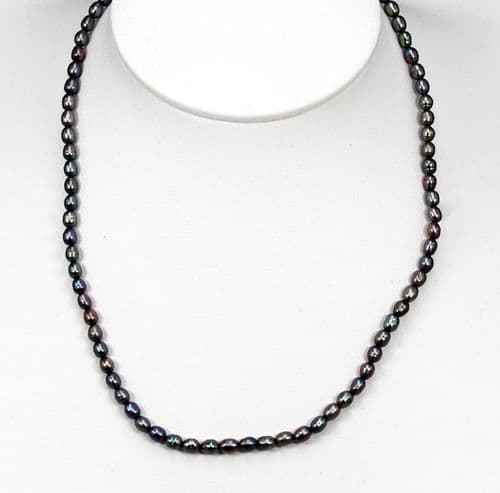 3mm Single Strand of Cultured Grey Pearls – 16" Classic Elegance