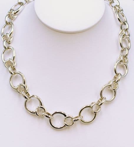 925 Hand Crafted Sterling Silver Hand Links Of London Inspired Necklace - T Bar Fastening