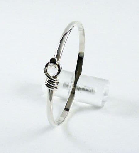 925 Solid Sterling Silver Designer Inspired Bangle, Heavier, With a Double Twist Design Element