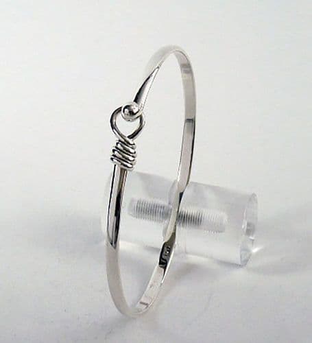 925 Solid Sterling Silver Designer Inspired Bangle, Heavier, With a Triple Twist Design Element.