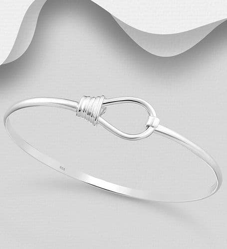 925 Solid Sterling Silver Hand Crafted Designer Bangle That Opens - With A Wrapped Element