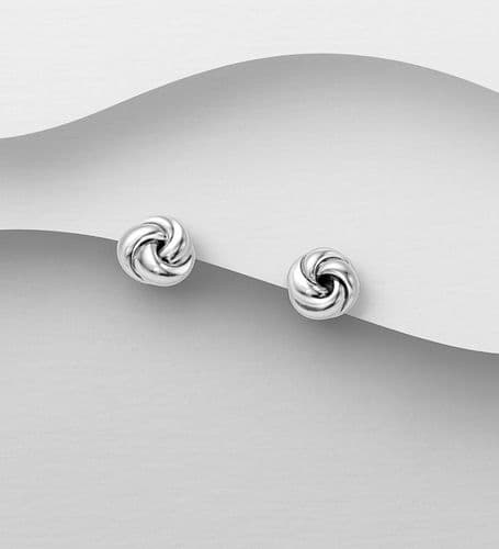 925 Sterling Silver 10mm Polished Round Knot Stud Earrings – Timeless Symbol of Connection & Style ✨