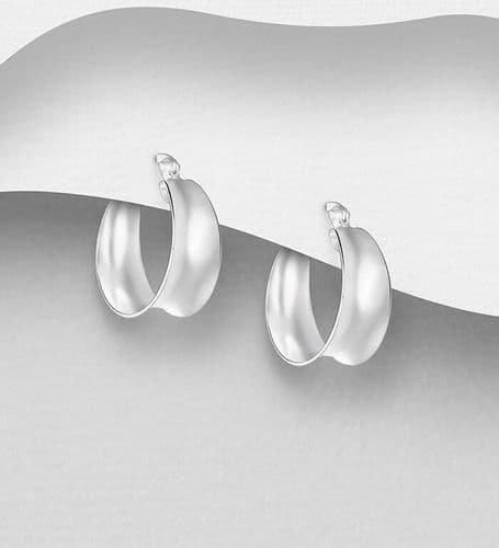 925 Sterling Silver 21mm Polished Hinged-Back Hoop Earrings
