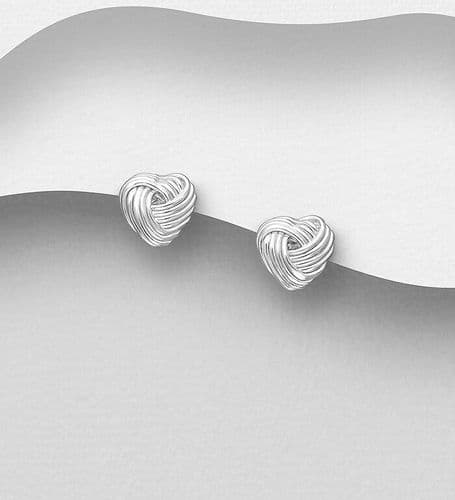 925 Sterling Silver 7mm Heart Knot Push-Back/Stud Earrings